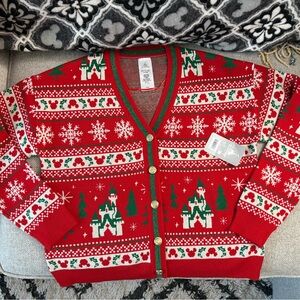 Disney Parks Mickey Mouse Icon Holiday Cardigan Women’s Small